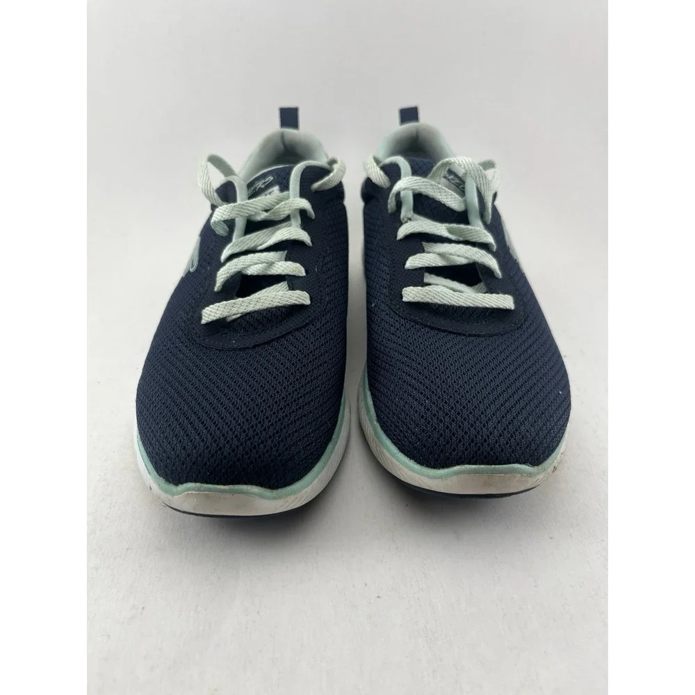 Skechers Women's Size 7 Navy Aqua Lite-Weight Lace Up Sneakers 13070TX